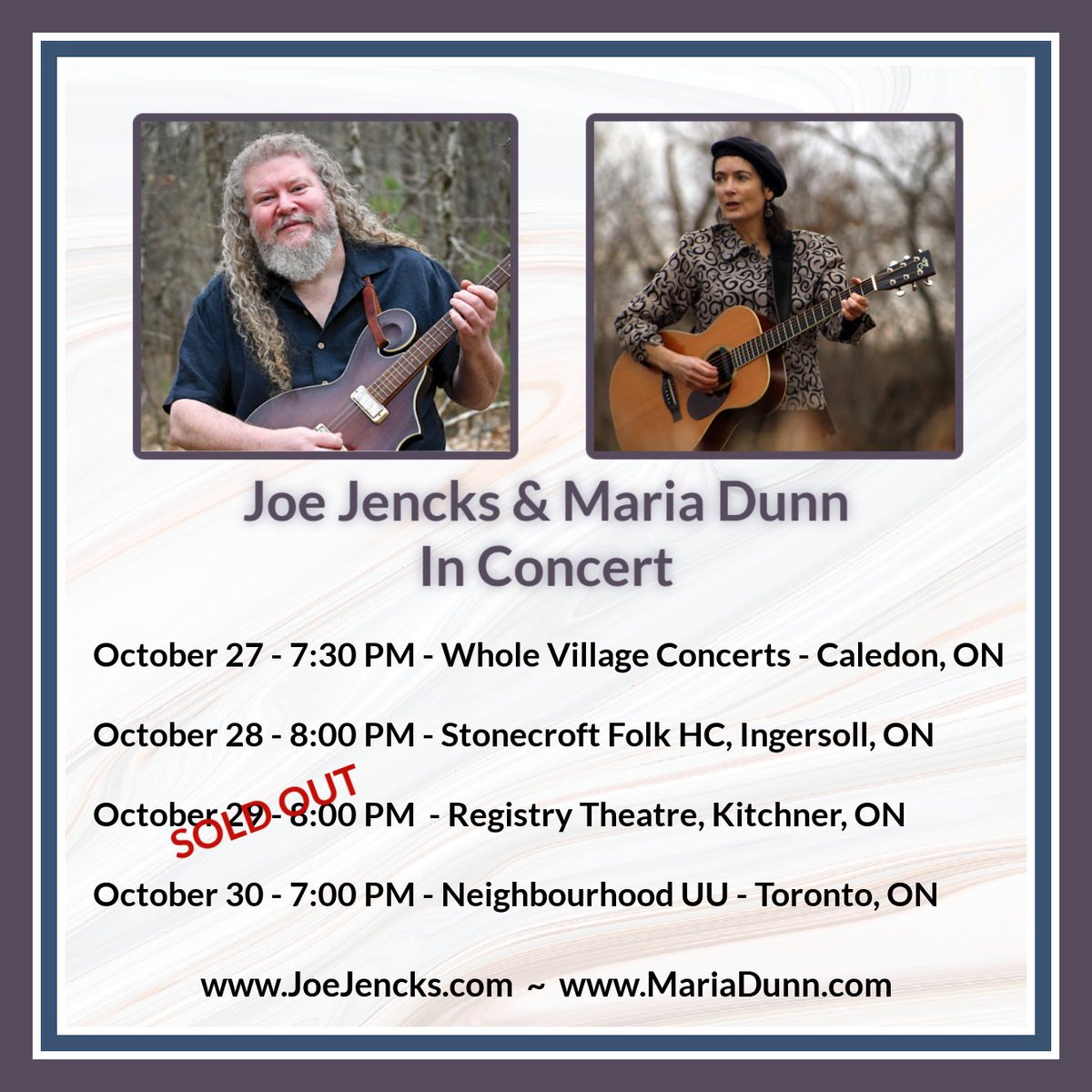 This weekend Joe is headed up to Canada for some shows with the amazingly talented <a href="/mariadunnmusic/">Maria Dunn</a> Check out Joe or Maria's websites for ticket info.