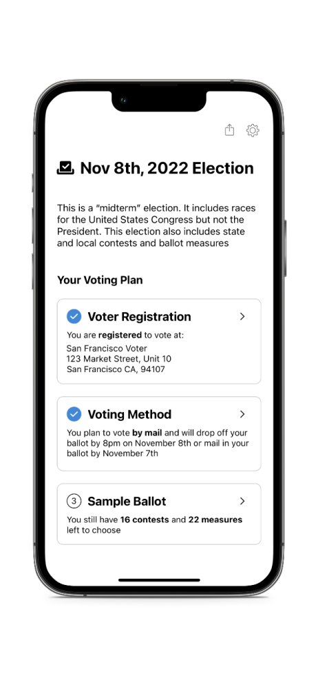 VoteSF_app's tweet photo. #Election2022 is two weeks away! Have you made your voting plan yet? If not, VoteSF can help! In the app you can check your registration, see all the ways to vote and see the contests and props on the ballot, including endorsements from over 40 local orgs https://t.co/RcIVpZMS3o https://t.co/EA2yPQL18y