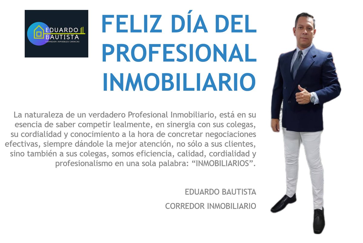 sebm1979's tweet photo. Feliz día colegas inmobiliarios, sigamos en el camino correcto, mucha pasión por nuestra labor, confianza, perseverancia, lealtad, humildad y sinergia...

#venta #alquiler #Inmuebles #comerciales #negocios #realestate #bienesraices #caracas #Venezuela #aquinosehablamaldevenezuela https://t.co/wqOJUdKnCB
