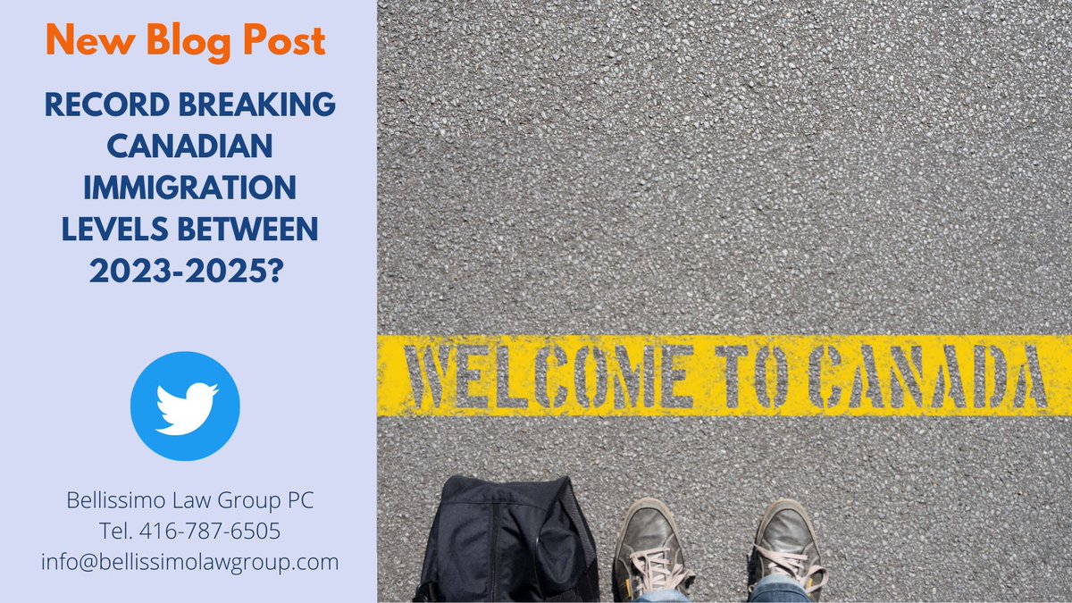 New Blog Alert! 🚨

Record Breaking Canadian Immigration Levels between 2023-2025? | bit.ly/3SFP20W | #Cdnimm #CanadianImmigration #newimmigrants #ExpressEntry  #PNP #ImmigrationLawyer #IRCC