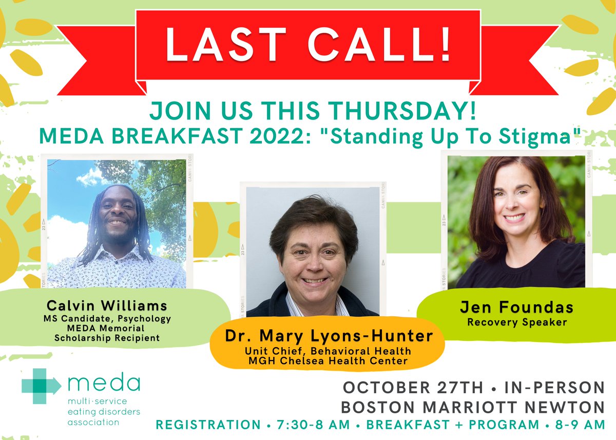RECOVERwithMEDA's tweet photo. LAST CALL! The 2022 MEDA Breakfast: "Standing Up to Stigma" is in just two days! Do you have your ticket yet?  

If not, get them here:

https://t.co/RIAl83PbzG

We can't wait to see you there!

#EDRecovery #EatingDisordersRecovery #EDSupport #PersonCenteredCare https://t.co/3pLYwMf4vW