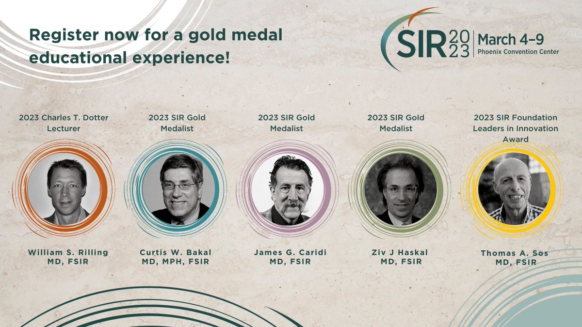 📣 Just announced: The SIR 2023 Charles T. Dotter Lecturer, SIR Gold Medal recipients and #SIRFoundation Leaders in Innovation Award honoree! Register now to celebrate with us at the #SIR23PHX🌵 opening plenary on March 5! fal.cn/3t2Vc