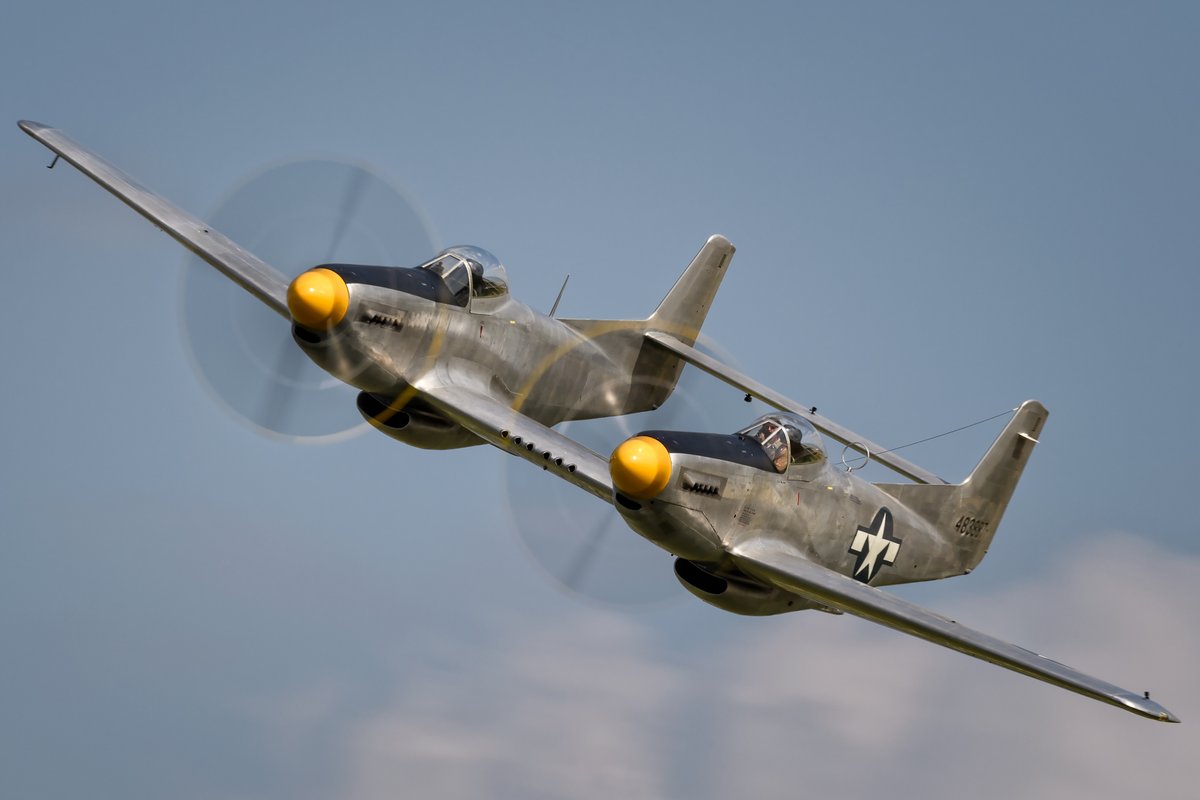 Happy #TwinTuesday from this North American XP-82 Twin Mustang from #OSH19! The airplane was developed from the P-51 Mustang and designed to be a long-range escort and night fighter for the USAAF. What’s your favorite twin fighter? 📸 Nick Moore