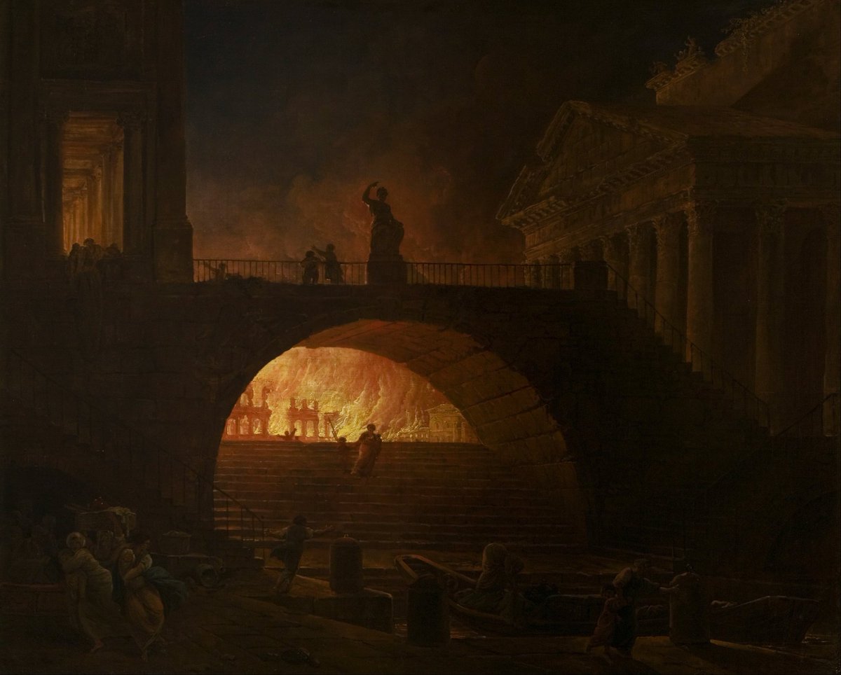 Art_Vanitas's tweet photo. "The Fire of Rome" by Hubert Robert (1785/1787) https://t.co/UGg1NSpABX