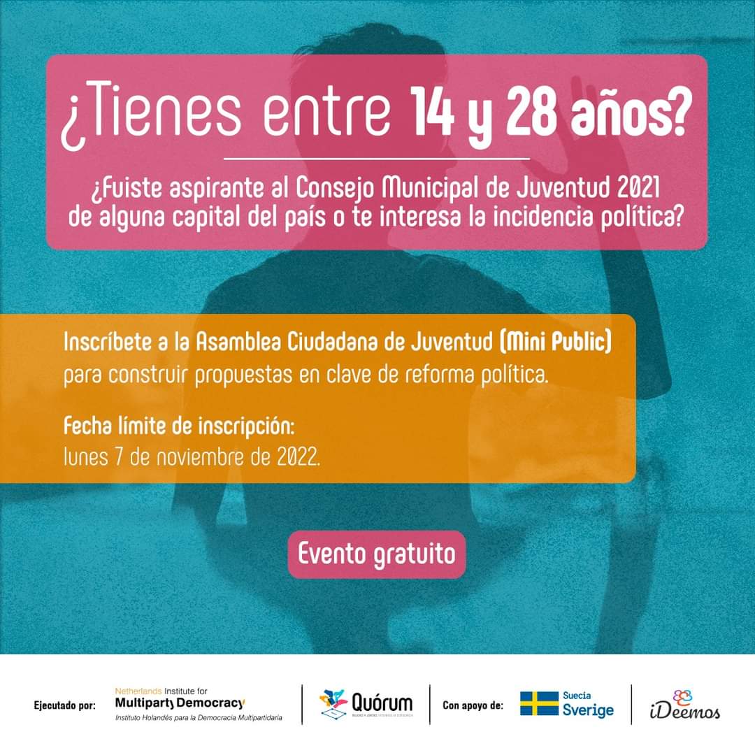 NimdColombia's tweet photo. 🔵📣 Tus ideas aportarán a la construcción de propuestas en clave de reforma política y otros escenarios de incidencia para fortalecer la participación de la juventud colombiana.

👉🏼Inscríbete a la Asamblea Ciudadana de Juventud (Mini Public): https://t.co/v5ILieDT2t

 🙋🏻‍♂️🧏🏽‍♀️🇨🇴 https://t.co/z9Fxd0Y27k