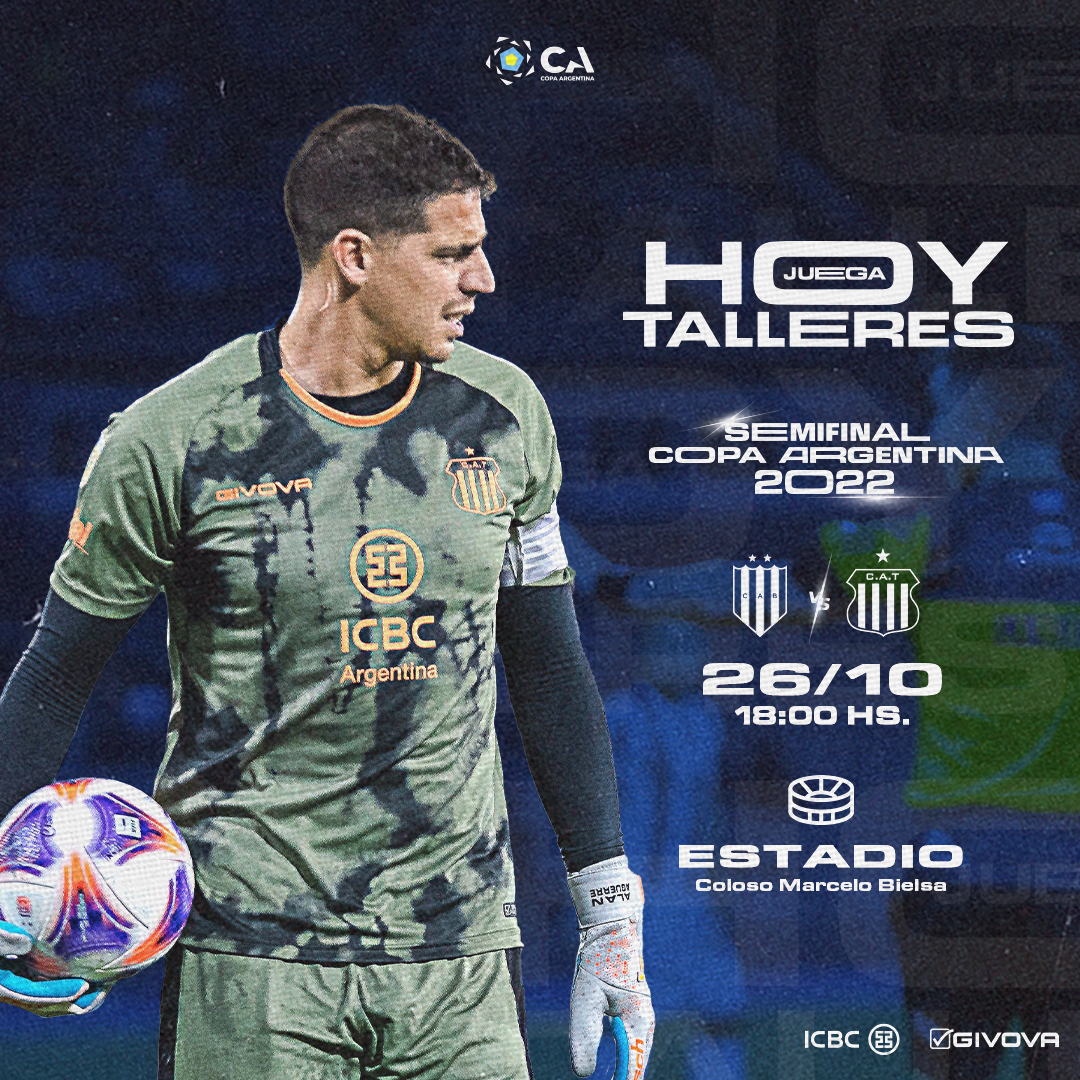 💙 #HoyJuegaTalleres

🆚 <a href="/CAB_oficial/">Club A. Banfield</a> 
🏟️ Coloso Marcelo Bielsa
⌚ 18:00hs

🔵⚪ #VamosTalleres #CopaArgentina🏆