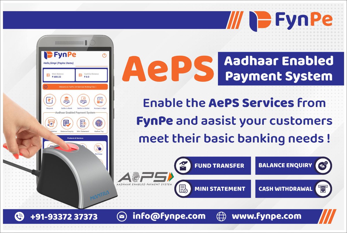 fynpe_payments's tweet photo. Now make payment processes easy for your customers by enabling the AePS Services from FynPe!
Call us at 9015079079 to know more!
#aeps #online #onlinepayment #payments #paymentdigital #digitalpayment #fynpe #fintech https://t.co/zkfFSDUfPV