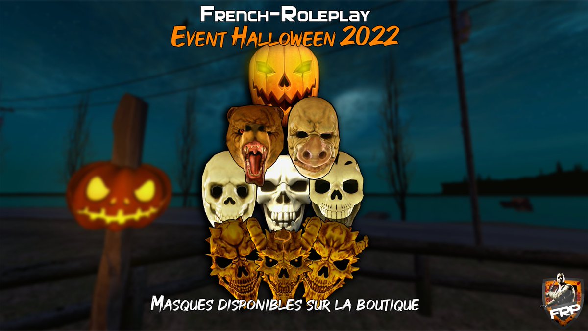 Du 25 Octobre au 01 Novembre profiter d'une map exclusive, de nouveaux masques et d'un tas d'autres surprises effrayantes sur <a href="/French/">French</a>-Roleplay pour L'Event Halloween 2022 !