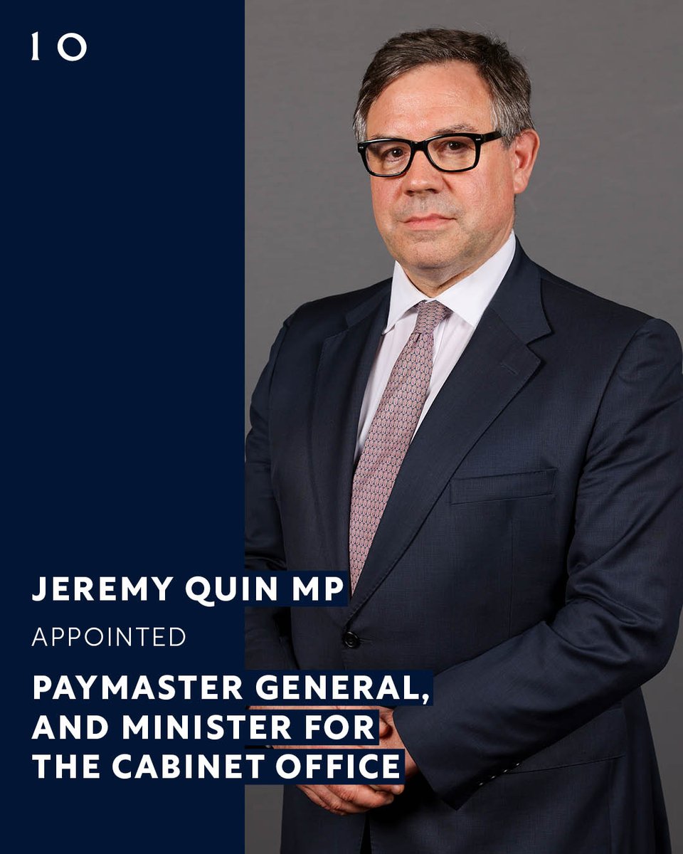 Jeremy Quin MP has been appointed Paymaster General, and Minister for the Cabinet Office @CabinetOfficeUK. He will attend Cabinet.