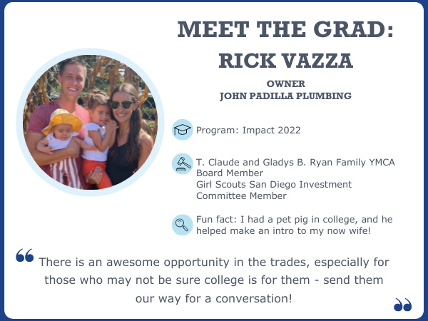 LEADSanDiego's tweet photo. October's #MeetTheLEADGrad features 2022 #LEADImpact graduate, @RickVazza! Rick owns John Padilla Plumbing and is passionate about the trades. Get to know Rick 👇 https://t.co/84unHMDy82