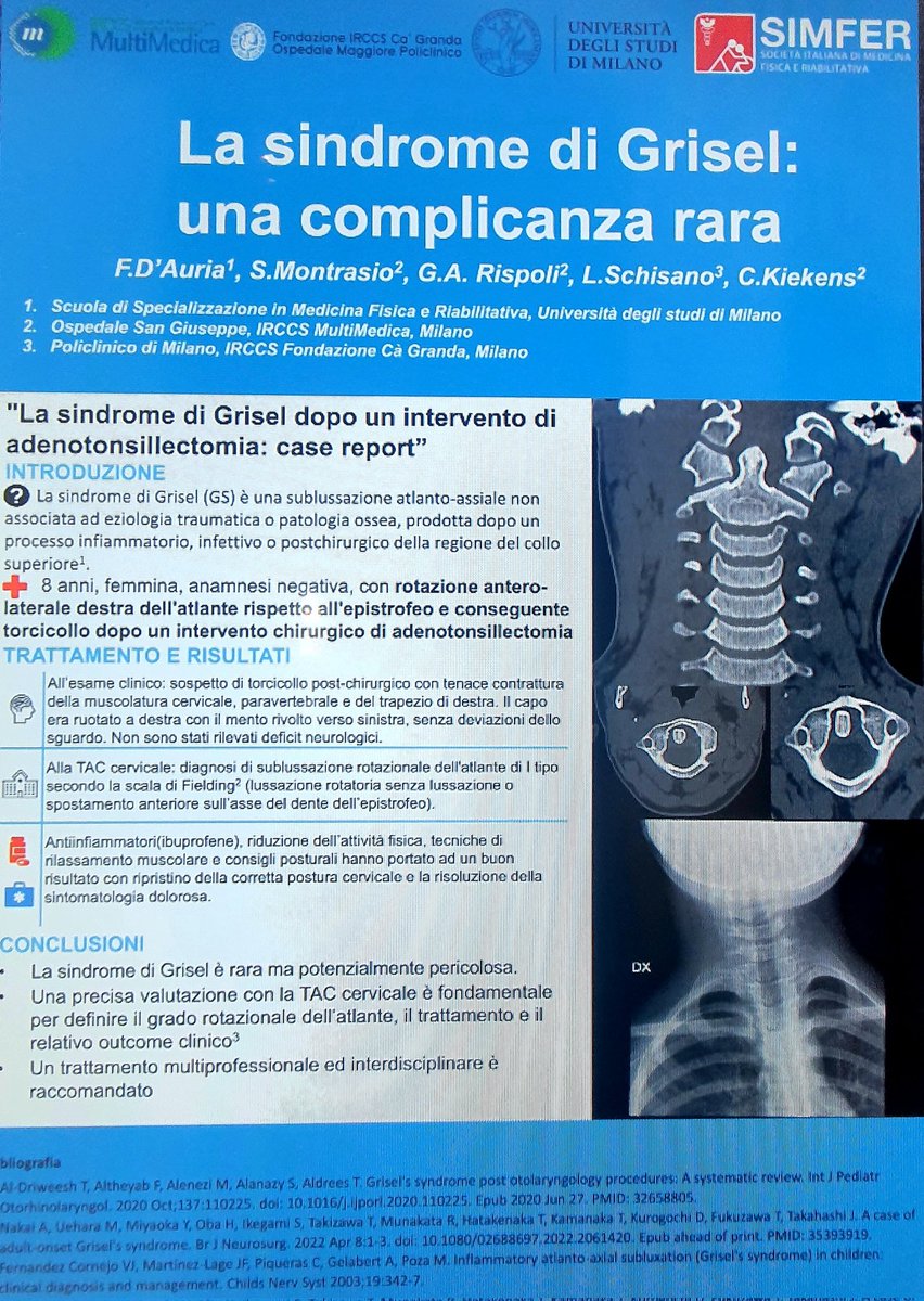 CarlotteK's tweet photo. Presenting 2 posters prepared by @_fradau @simfer #SIMFER22, one on #GriselsSyndrome, the other on #spinalstenosis in #postpolio patients. https://t.co/1VSXzntI6n