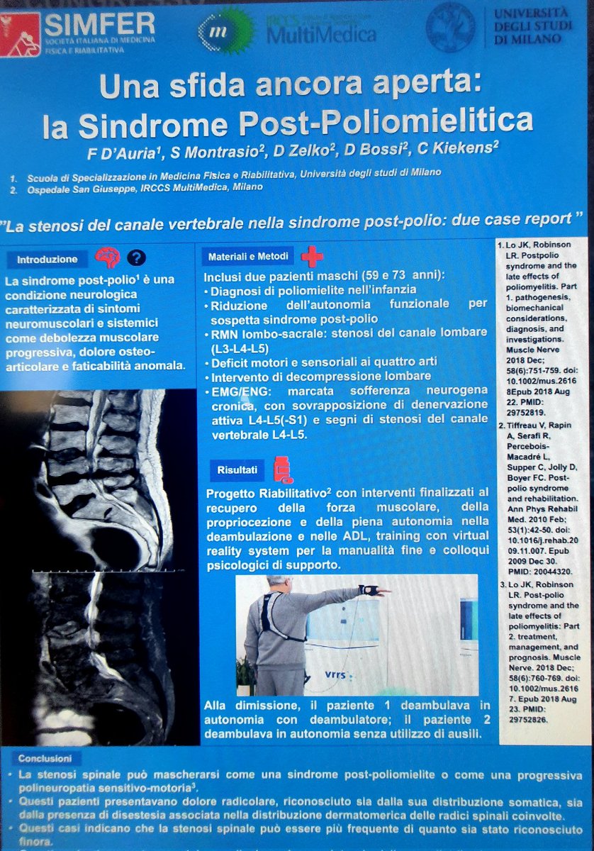 CarlotteK's tweet photo. Presenting 2 posters prepared by @_fradau @simfer #SIMFER22, one on #GriselsSyndrome, the other on #spinalstenosis in #postpolio patients. https://t.co/1VSXzntI6n