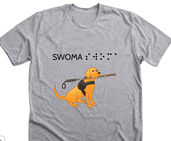 SWOMAtweets's tweet image. SWOMA T-Shirt with Dog Guide and Cane on @Bonfire bonfire.com/swoma-t-shirt-…