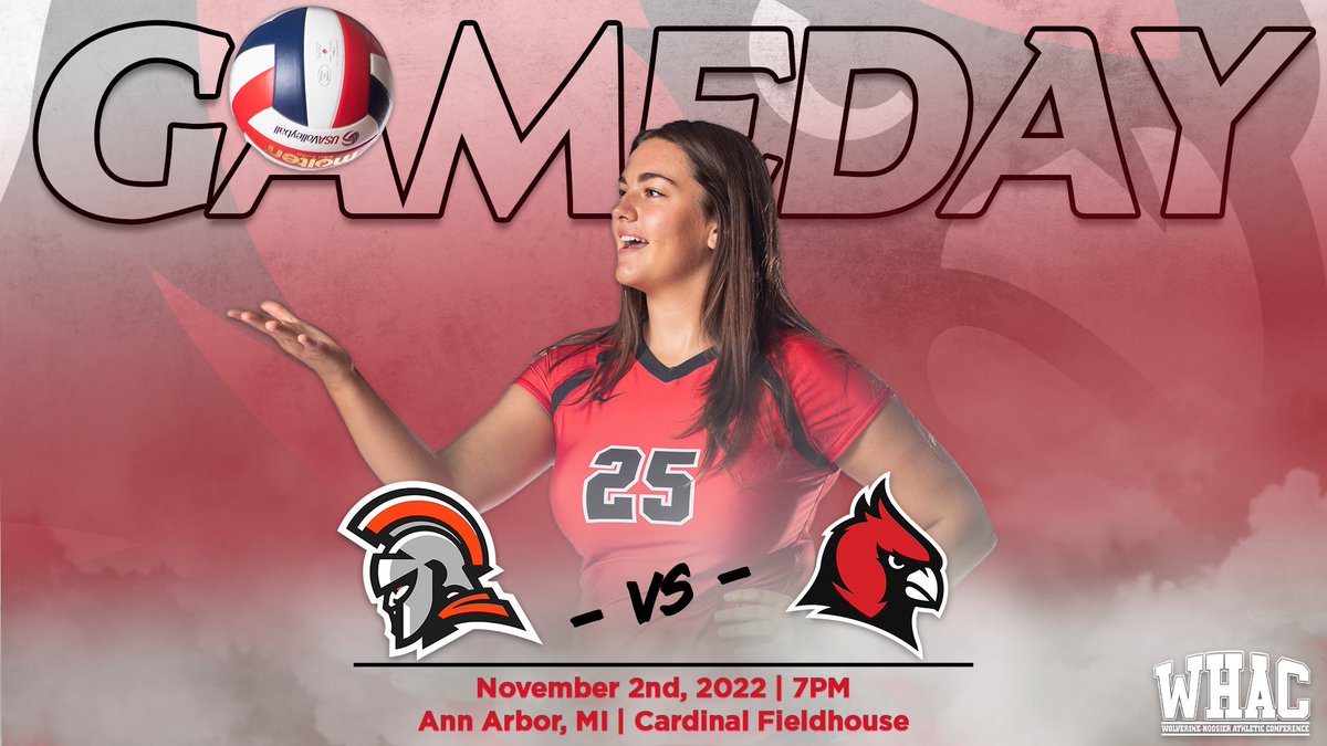 🏐GAMEDAY🏐

<a href="/CUAAVB/">CUAA Volleyball</a> takes on Indiana Tech in their final home game of the 2022 season!

⏰ 7pm
🆚 Indiana Tech
📍 Ann Arbor, MI
📹 bit.ly/2LSoVqS

#GoCards