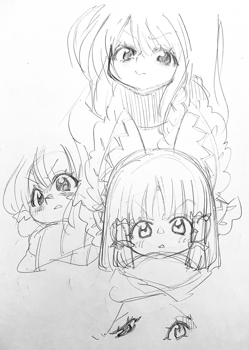 練習してた絵
おもちとかおまんじゅうをイメージすると好きな感じになる…?(要研究) 