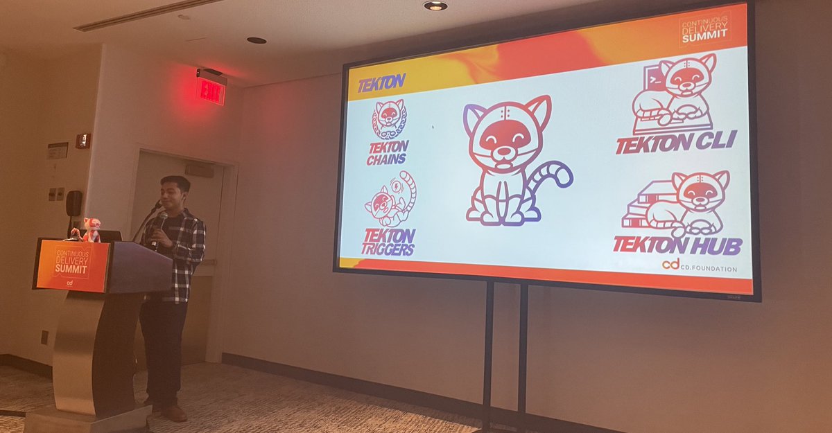 Guess who’s back… back again… <a href="/_dibyom/">Dibyo Mukherjee</a> talking <a href="/tektoncd/">tektoncd</a> workflows - quick, easy CI with Tekton #cdsummit <a href="/CDeliveryFdn/">Continuous Delivery Foundation (CDF)</a>
