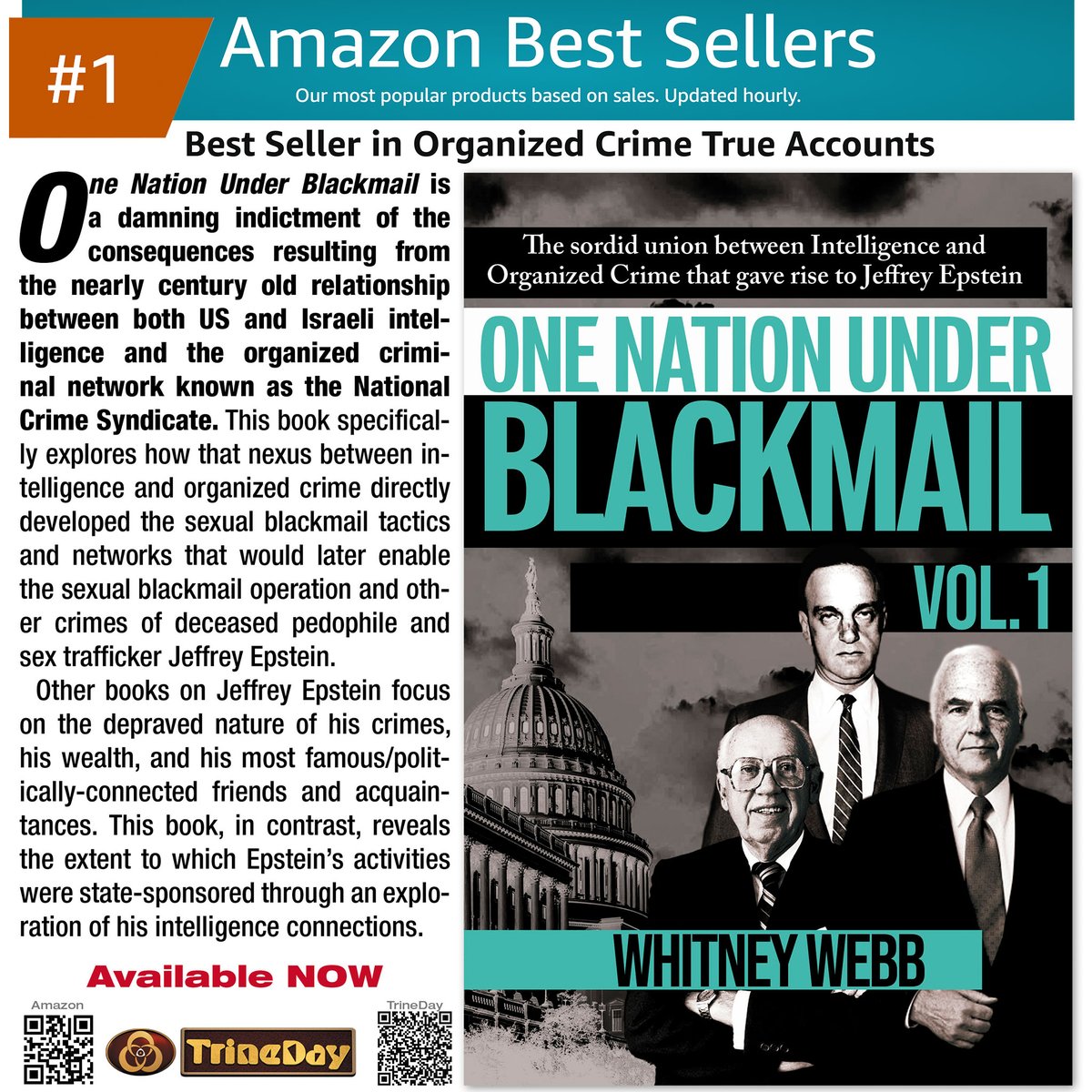 📘 ONE NATION UNDER BLACKMAIL 📘

Other books focus on the depraved nature of Epstein's crimes and wealth. This book reveals the extent to which Epstein’s activities were state sponsored through an exploration of his intelligence connections.

amzn.to/3ksrKhb
