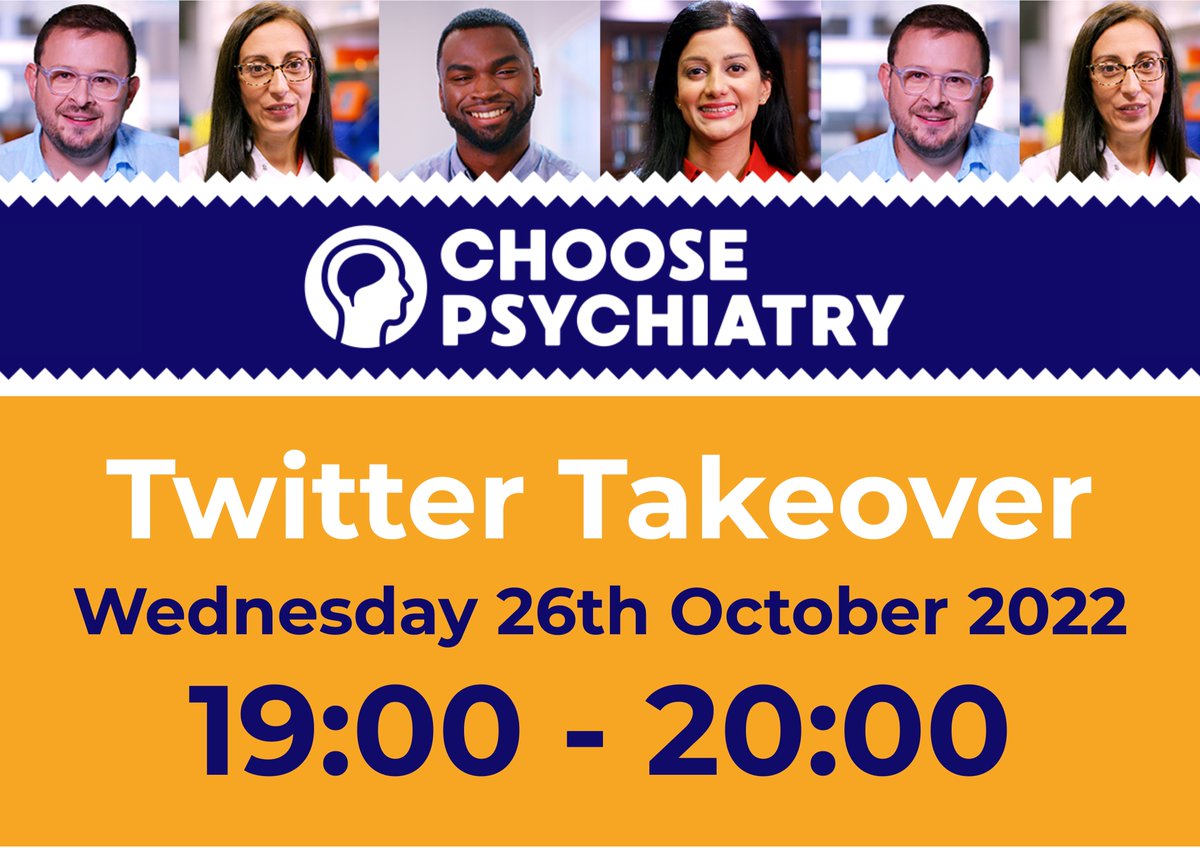 chriswalshpsych's tweet photo. It's tomorrow night! If you're a psychiatrist, psychiatry trainee, someone interested in the specialty or just want to know more - please join us! We will be live on Twitter from 19:00-20:00 tomorrow! ⏰ 🧠⭐️ #choosepsychiatry https://t.co/zl4SQ1pEeY