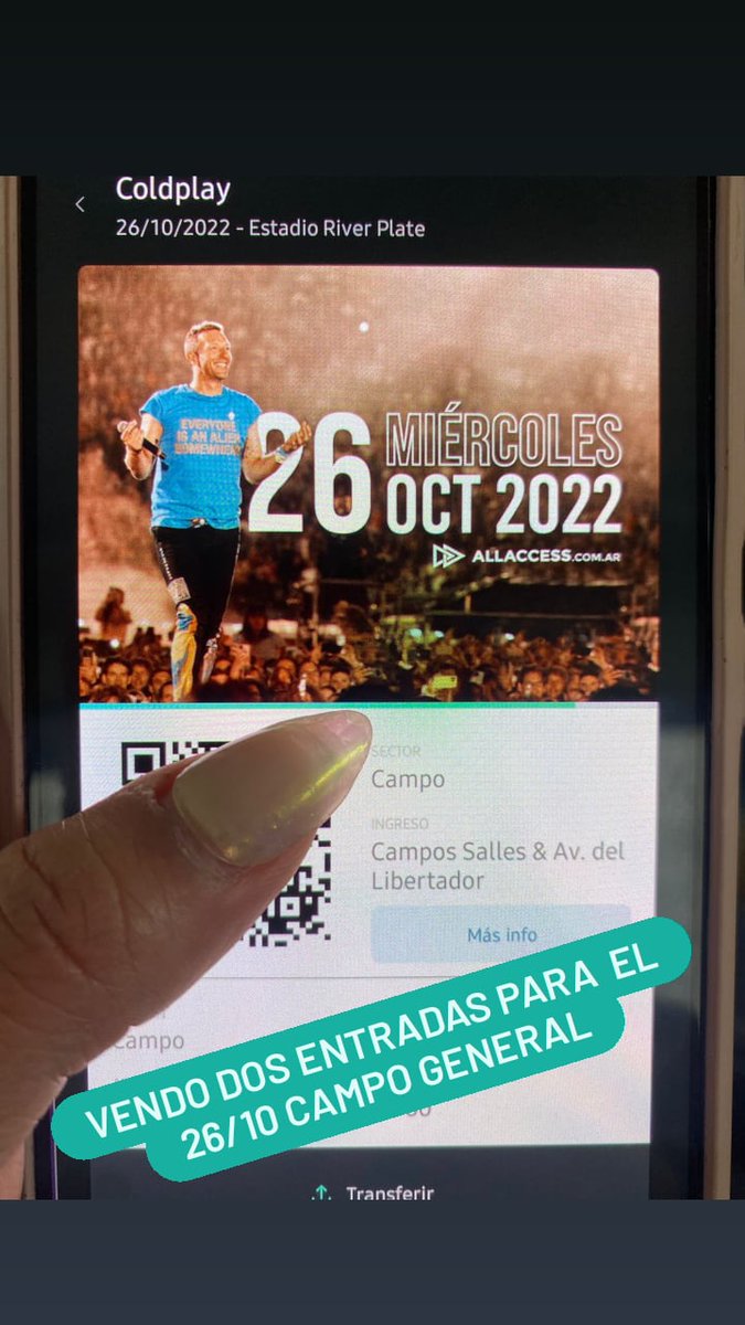 SayoHeidy's tweet photo. @dfallaccess @coldplay HOLI!! ❤ VENDO DOS ENTRADAS DIGITALES PARA COLDPLAY CAMPO GENERAL EL 26/10🔥🔥🔥 ESCRIBEME AL DM😉 https://t.co/wGJpylaINS