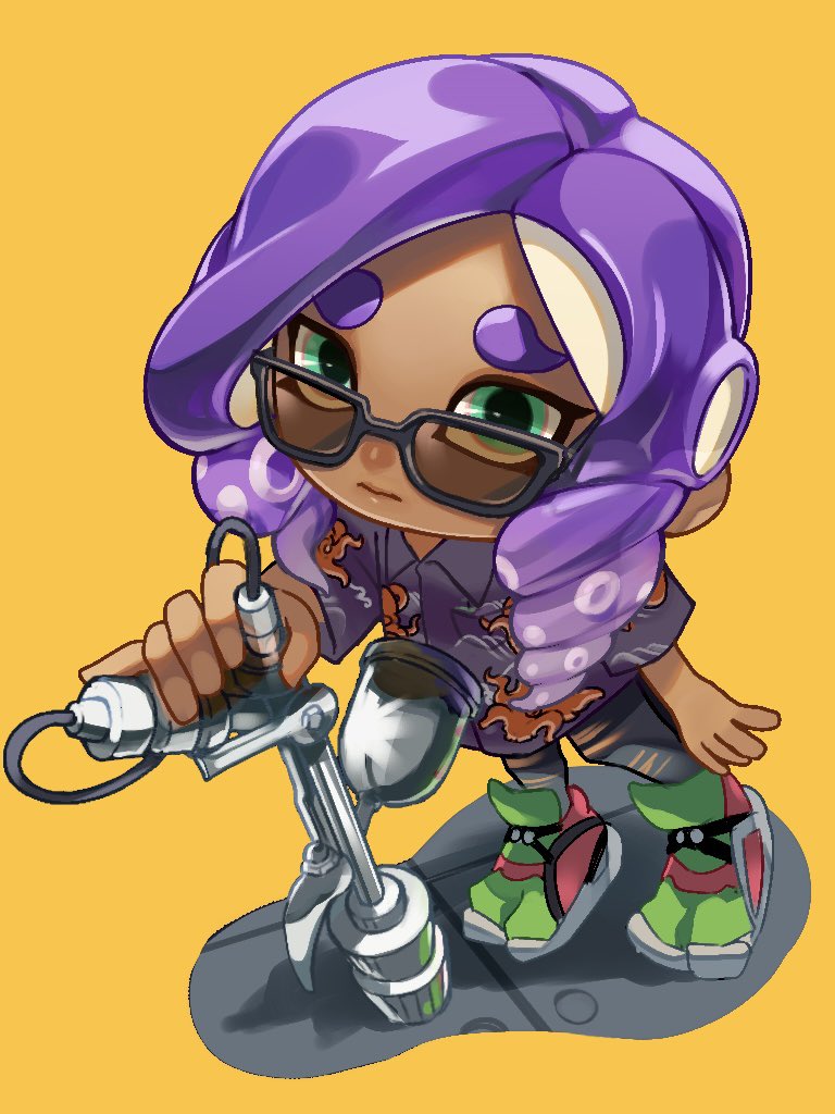 purple hair solo 1girl dark skin tentacle hair shirt suction cups  illustration images