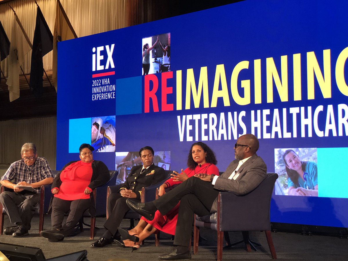 innonurse's tweet photo. A panel speaking  @VAInnovation #healthequity in #AI at #iEX. “Equity is not Equality” from #epidemiologist #HealthTech for #Medicaid (HT4M) 👩🏽‍🔬 #culturalcompetency  and #techliteracy are 🔑 https://t.co/QYAFPSVhTz