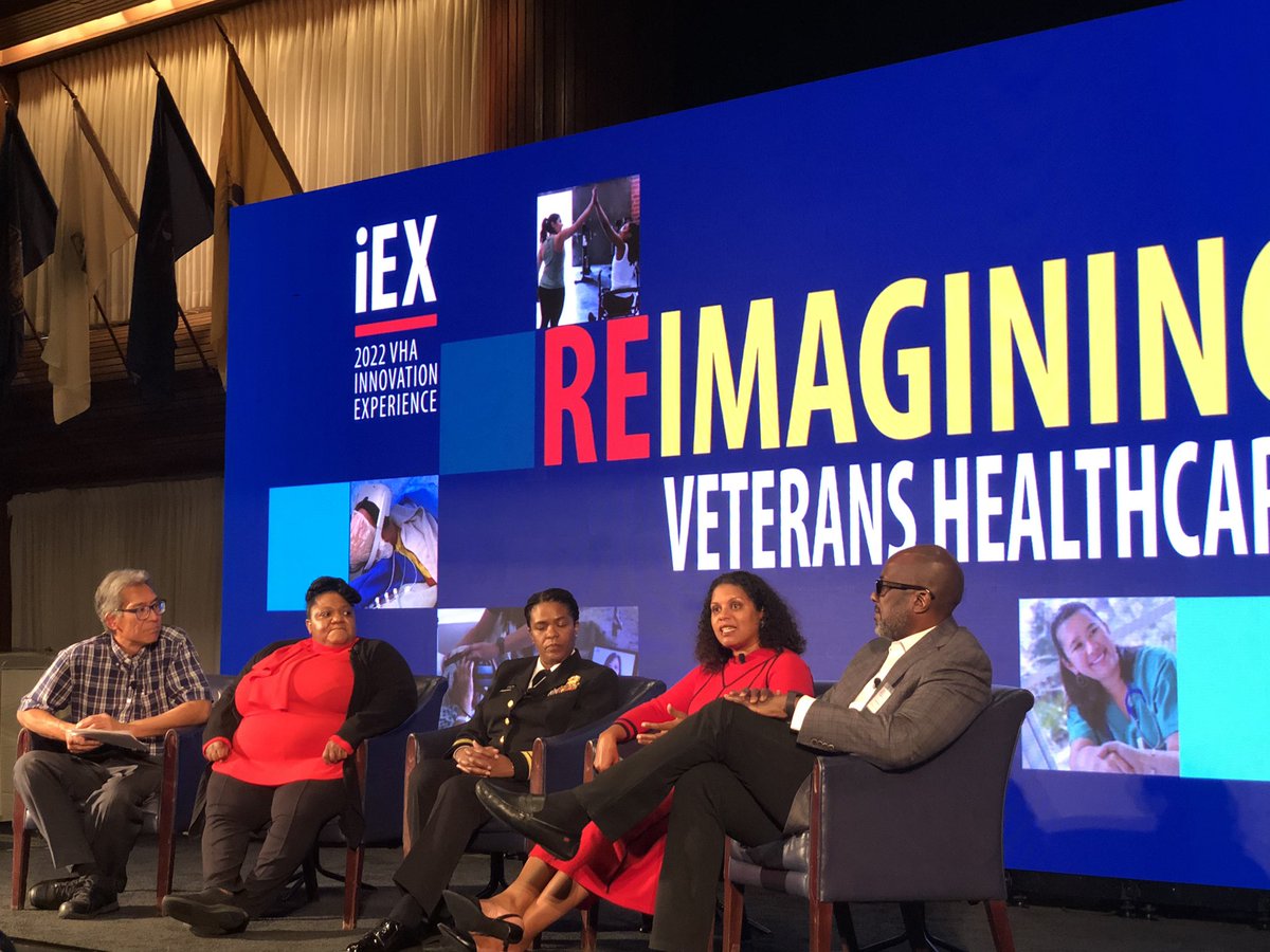 innonurse's tweet photo. A panel speaking  @VAInnovation #healthequity in #AI at #iEX. “Equity is not Equality” from #epidemiologist #HealthTech for #Medicaid (HT4M) 👩🏽‍🔬 #culturalcompetency  and #techliteracy are 🔑 https://t.co/QYAFPSVhTz