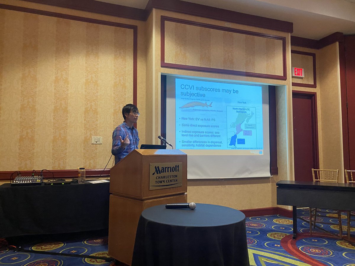 AppRedPanda's tweet photo. Look at this champ presenting on incorporating climate change into SWAPs! @UTK_EEB @xingli_giam @se_casc nice talk Xingli! I think people will be tee’d up for similar themes in my talk tomorrow! #seafwa https://t.co/1j1W0X47b5