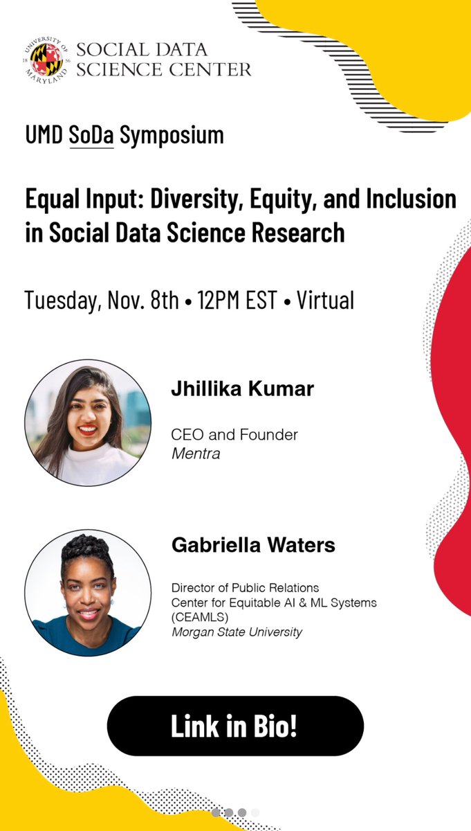 SoDa Symposium: Equal Input: Diversity, Equity, and Inclusion in Social Data Science Research umd.zoom.us/webinar/regist…
