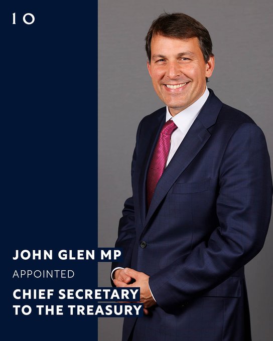 John Glen MP appointed Chief Secretary to the Treasury 