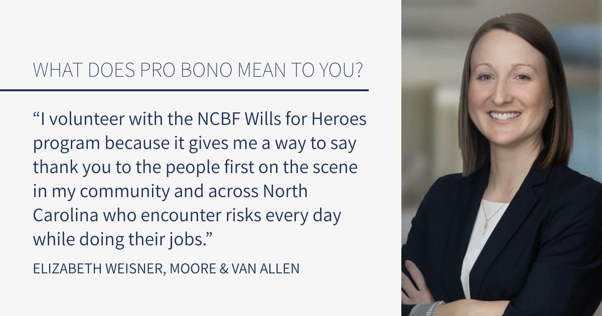 Volunteering through Wills for Heroes is important to Elizabeth because she is able to directly provide support and an element of peace of mind to those serving in her community every day. Thank you for your dedication to pro bono, Elizabeth! #CelebrateProBono
