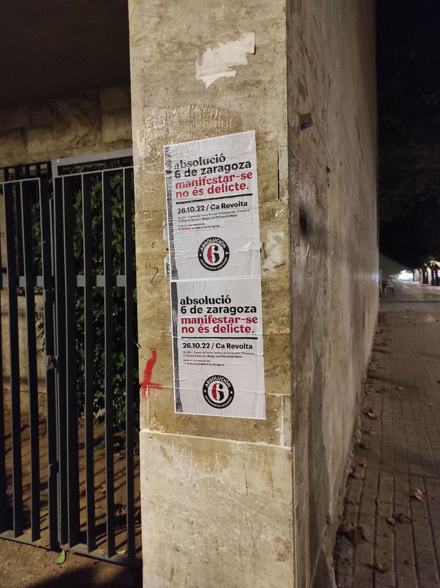 Libertad6Zgz's tweet photo. 💥Mañana en #Valencia arranca la campaña por #Absolución6deZaragoza

6 jóvenes condenados a 7 años de prisión por defender los derechos y las libertades frente a la minoría de privilegiados que representa la extrema derecha.

📌 18:30h @ca_revolta con @Nega_Maiz y @javitxuaijon https://t.co/28edPWRHXK