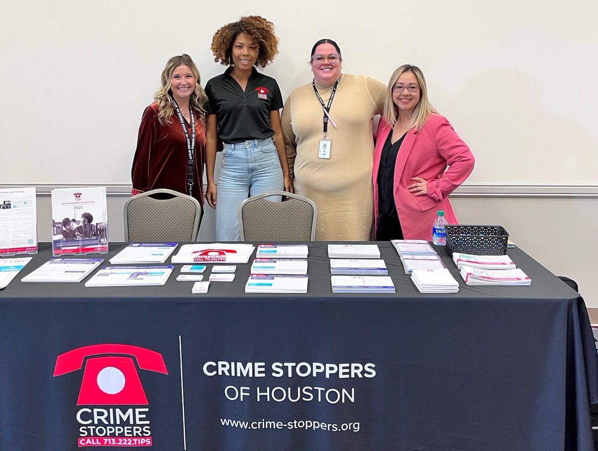 CrimeStopHOU's tweet photo. As a proud educational grant recipient of the HLS&amp;R we were delighted to present today at the 2022/2023 Counselor Summit! 🚌📚 

Thank you @rodeohouston for supporting our Safe School Institute through the years! 

#crimestoppersofhouston #standingupforsafety #schoolsafety #hlsr https://t.co/PGZ42TrnXs