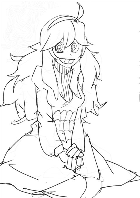 昔のラフ見ながらリテイクしたラフのオカルトマニアちゃん 