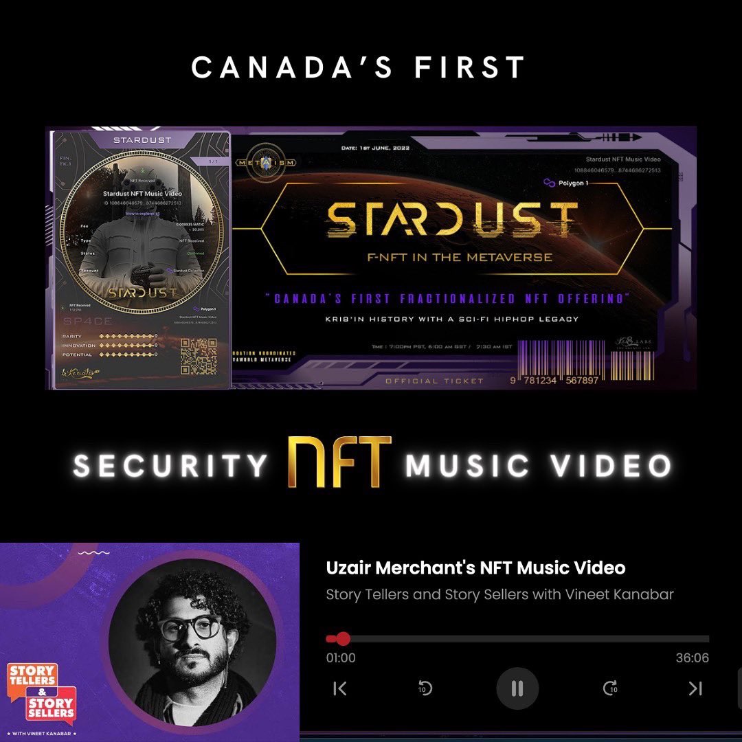 Kri8Labs's tweet photo. Multiple Award winning Director Uzair Merchant going behind the scenes on Canada’s First Music Video F-NFT- Stardust with Vineet Kanabar on the podcast episode of Story Tellers &amp; Story Sellers on IVM Podcasts &amp; Spotify

Listen to the podcast episode on 
https://t.co/kcC5721HN6 https://t.co/bsvtEClrBV