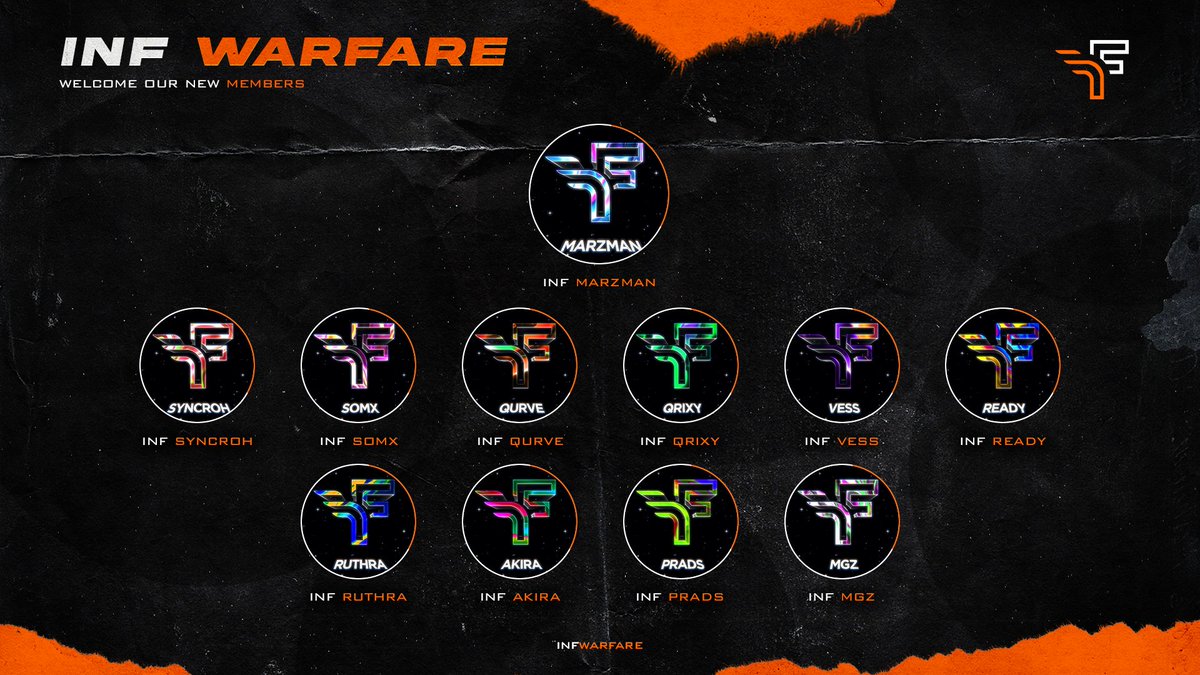 Welcome our newest members + a new Team Captain! Last of 4x &amp; Steam cams coming VERY soon!🔥 

Team Captain: 
-<a href="/Marzman_/">Marzman</a> 

Members:
-@Syncrohh 
-@11Somx 
-@qurve6 
-<a href="/TehQrixy/">Anthony / Qrixy 🇫🇷🔥</a> 
-<a href="/vessxo/">vess</a> 
-<a href="/duhready/">ready</a> 
-<a href="/_RuhtrAA/">inF ruhtra exl</a> 
-<a href="/WakaiAkira/">akira</a> 
-<a href="/Praads/">Prads</a> 
-<a href="/ByMGZZ/">EXL MGZ</a> 

#InfernoWarfare 🔥