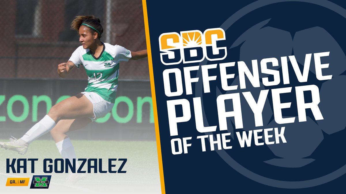 Sun Belt (@sunbelt) on Twitter photo 𝗙𝗜𝗡𝗘 𝗙𝗜𝗡𝗜𝗦𝗛.
Kat Gonzalez of <a href="/HerdWSoccer/">Marshall Women's Soccer</a> is the #SunBeltWSOC Offensive Player of the Week totaling three goals in an undefeated week for the Thundering Herd. She scored two in a 4-1 win over Texas State to give her five on the year. ☀️⚽️
📰» sunbelt.me/3zcTFbO 𝗙𝗜𝗡𝗘 𝗙𝗜𝗡𝗜𝗦𝗛.
Kat Gonzalez of <a href="/HerdWSoccer/">Marshall Women's Soccer</a> is the #SunBeltWSOC Offensive Player of the Week totaling three goals in an undefeated week for the Thundering Herd. She scored two in a 4-1 win over Texas State to give her five on the year. ☀️⚽️
📰» sunbelt.me/3zcTFbO