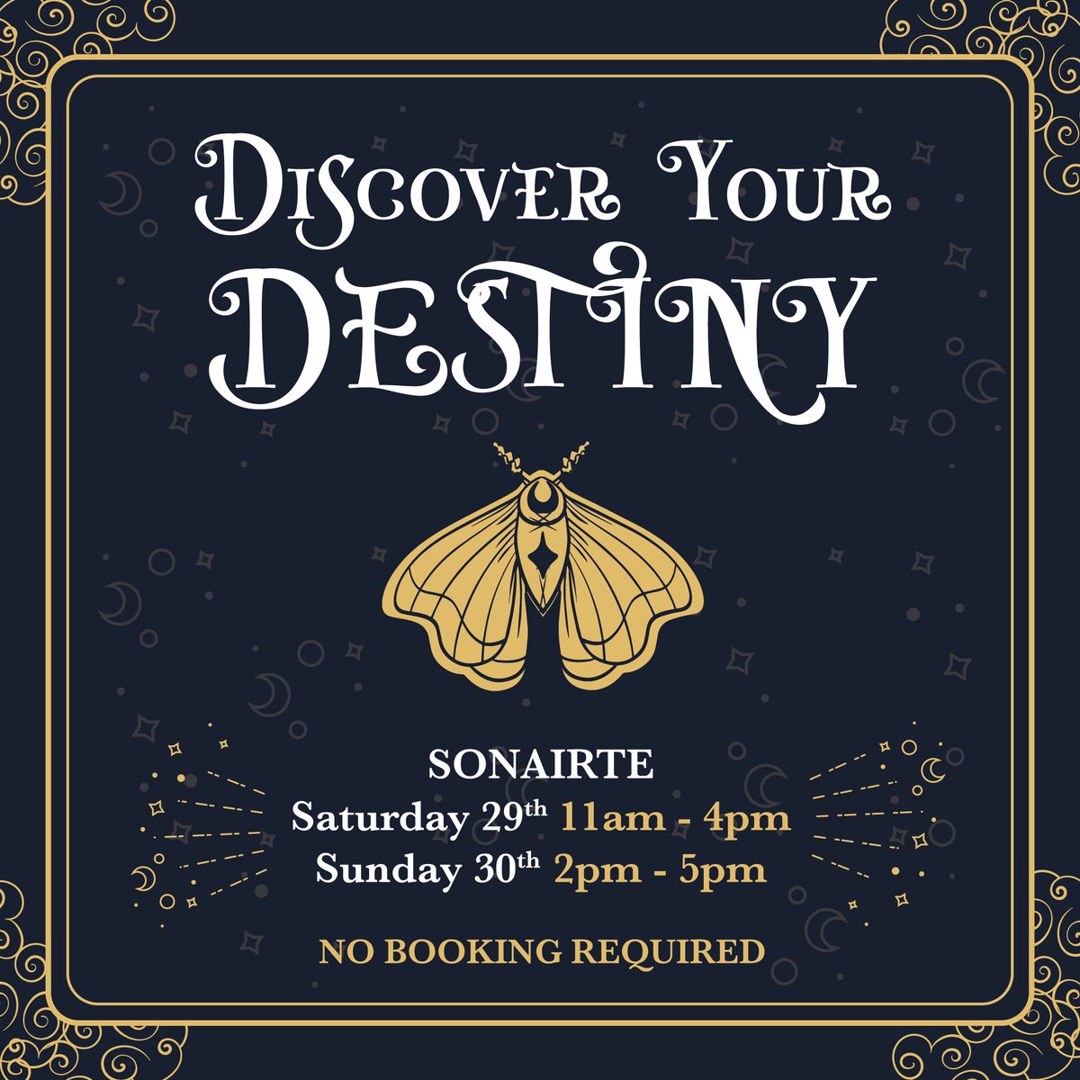 SonairteOFN's tweet photo. 🔮 Discover your Destiny 🔮

On Halloween weekend we are delighted to have Ann Mathews and James Sweeney working their magic in the Long hall with tea, playing card and tarot card readings.

#sonairte #teareading #tarotcards #halloween #destiny #fate #samhain https://t.co/wmSaiaBBEP