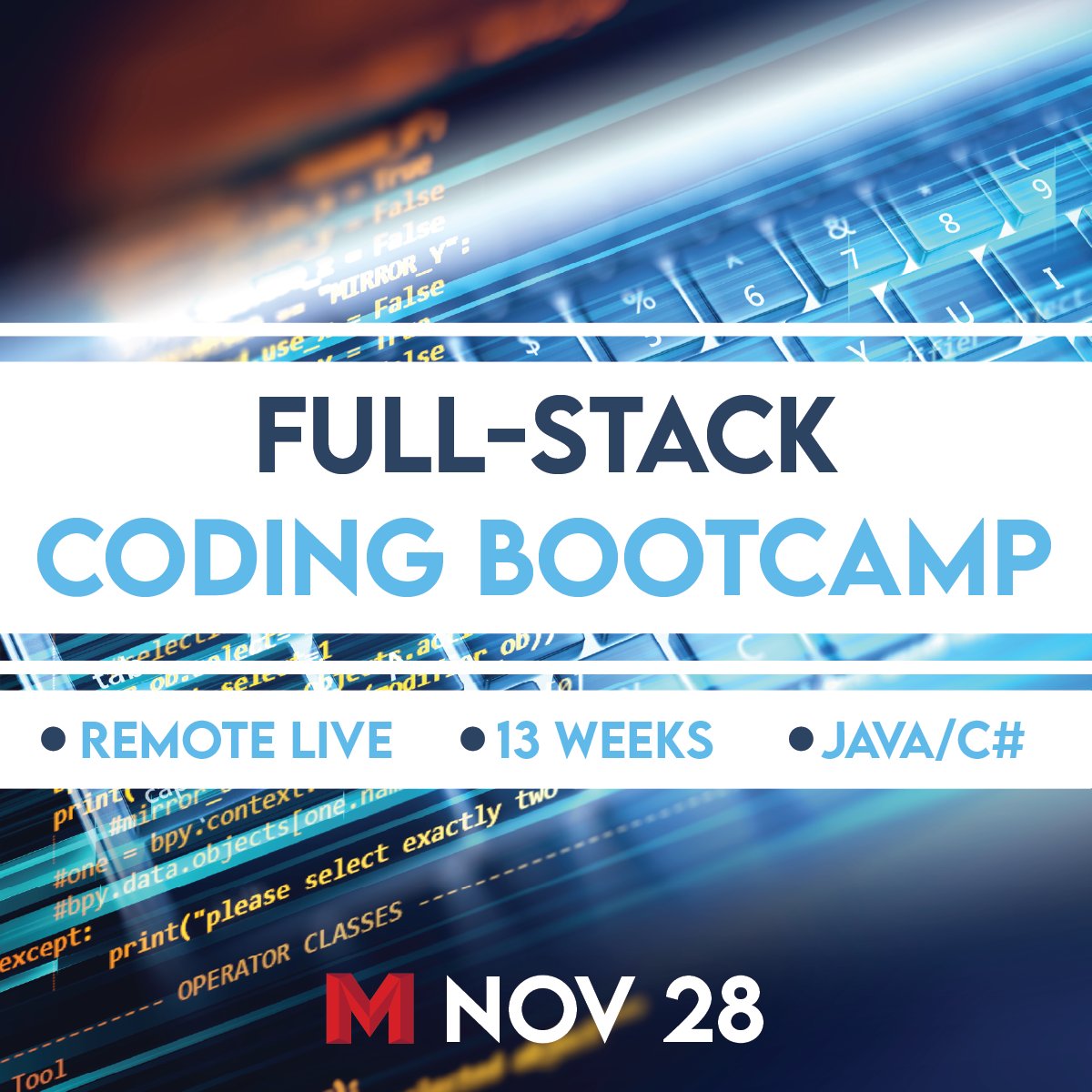 There is still time to register for our next virtual 13-week Full-stack Coding Bootcamp.  Schedule virtual time with a bootcamp advisor and learn about our graduate placement rate.  loom.ly/3Otor8c

#codingbootcamp #itcareer #java #dotnet