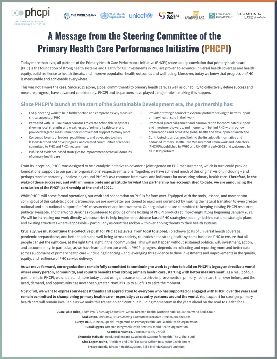 tracey mcneill (@traceymcneill3) on Twitter photo A message from all of us on the <a href="/ImprovingPHC/">PHCPI - Stronger With PHC (Archive)</a> Steering Committee: improvingphc.org/transition A message from all of us on the <a href="/ImprovingPHC/">PHCPI - Stronger With PHC (Archive)</a> Steering Committee: improvingphc.org/transition