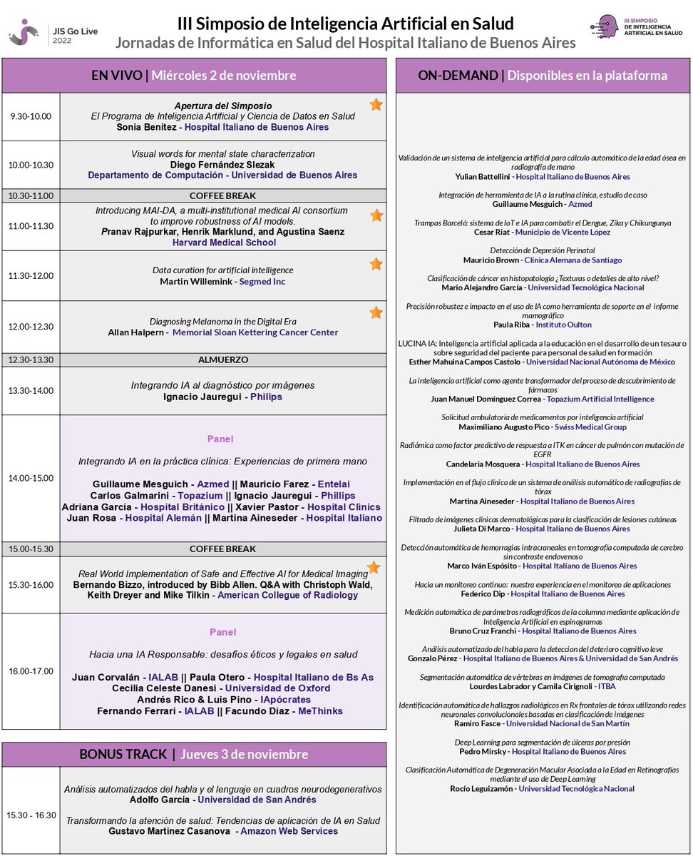 MAgusRicci's tweet photo. 📢¡CUENTA REGRESIVA! Están llegando las Jornadas de Informática en Salud #JISHIBA 2022 y acá te contamos todo lo que viene en el III Simposio de #InteligenciaArtificial en Salud. ¿Te lo vas a perder?

💻Inscripciones ➡️https://t.co/VHPAfY5rxW
 
@informaticaHIBA
 
🧵👇 https://t.co/PNCA7uMhs0