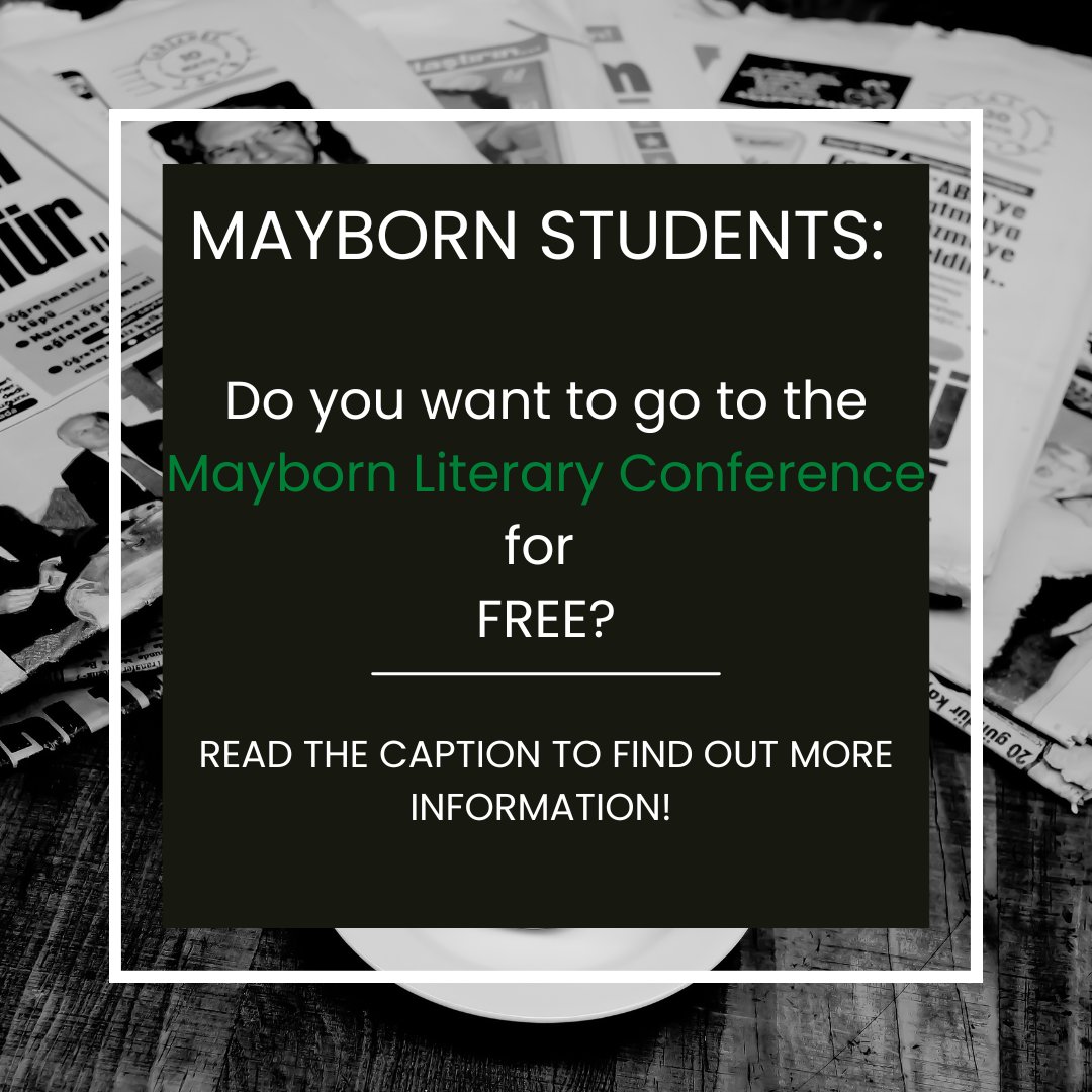 Attention Mayborn!
The first 12 students to email Maddison Poteet at maddison.poteet@unt.edu will secure their spot to the Mayborn Literary Conference October 28 &amp; 29!
Don't miss out on this special event! #MaybornProud