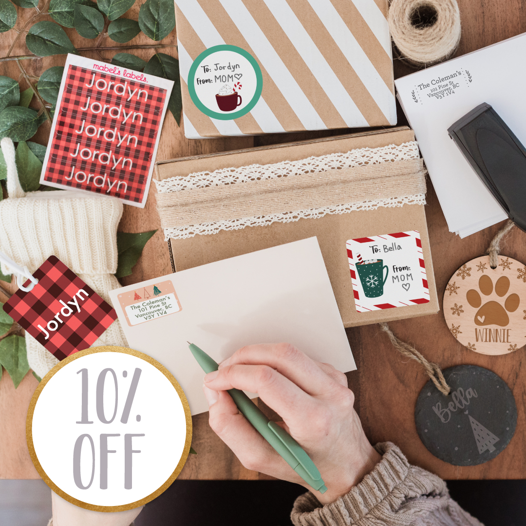 Calling all early elves! Holiday cheer is here!

Get a head start on your planning with 10% off our Holiday Collection!

⭐Return Address Stamp

⭐Gift Tags

⭐Stocking Stuffers

⭐Return Address Labels

Shop now! mabelslabels.ca/en_US/by-occas…