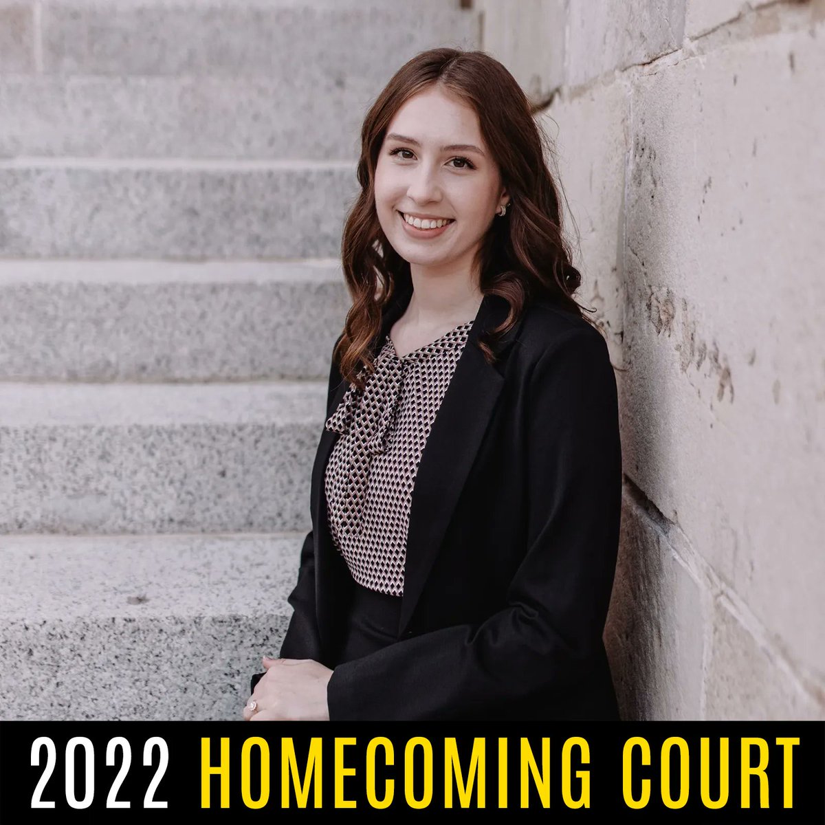 UIStudentLife's tweet photo. Introducing Meghan Funk, a member of the 2022 Homecoming Court! Meghan is a fourth year from Underwood, Iowa majoring in mathematics with a specialization in biostatistics and a minor in chemistry. See https://t.co/WMXT8Z9mD4 for Meghan's full profile. 🖤💛
⠀
#uiowaHomecoming https://t.co/ZMyunmE21h