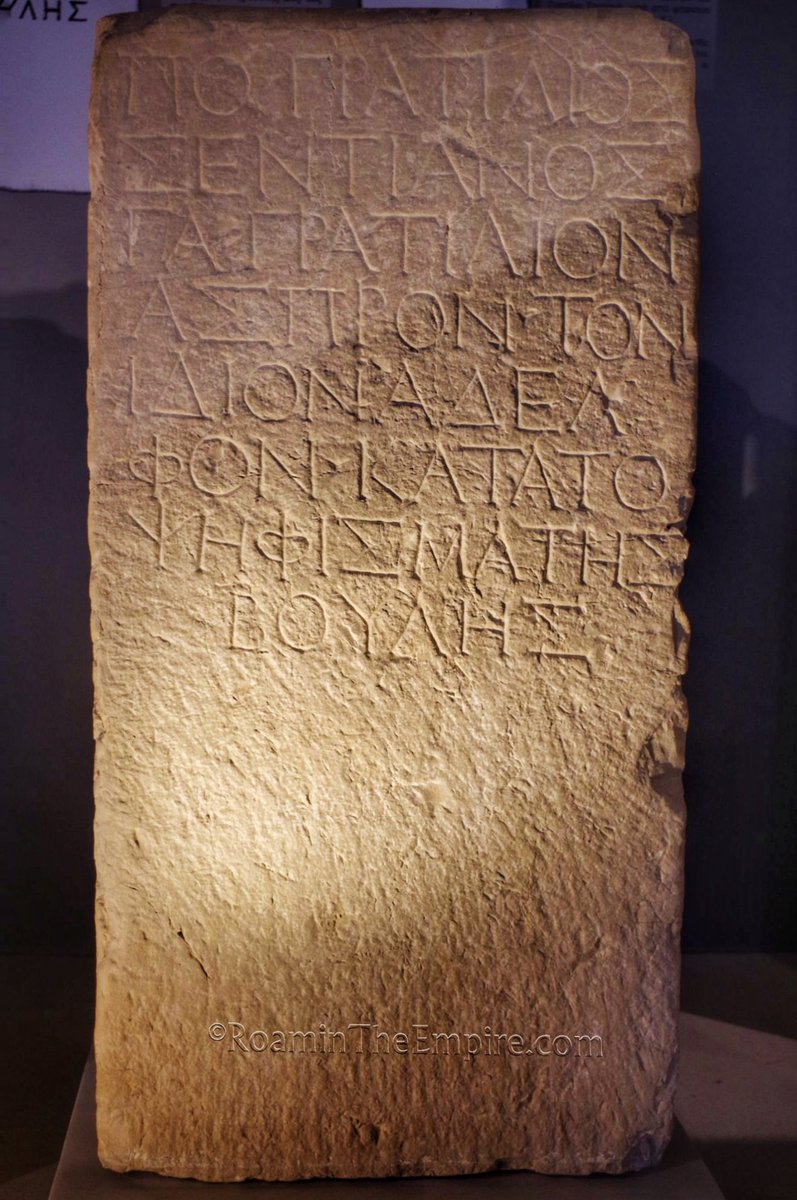 roamintheempire's tweet photo. #EpigraphyTuesday: From a recent post on ancient #Nicopolis, an inscription in the Archaeological Museum if Nicopolis honoring Nicomedes Nikomedous, who won a foot race in the 19th Actian Games. First century CE.
https://t.co/bWJdVi3FR5
#Archaeology #RomanArchaeology #Greece https://t.co/k4foZ7oDXl