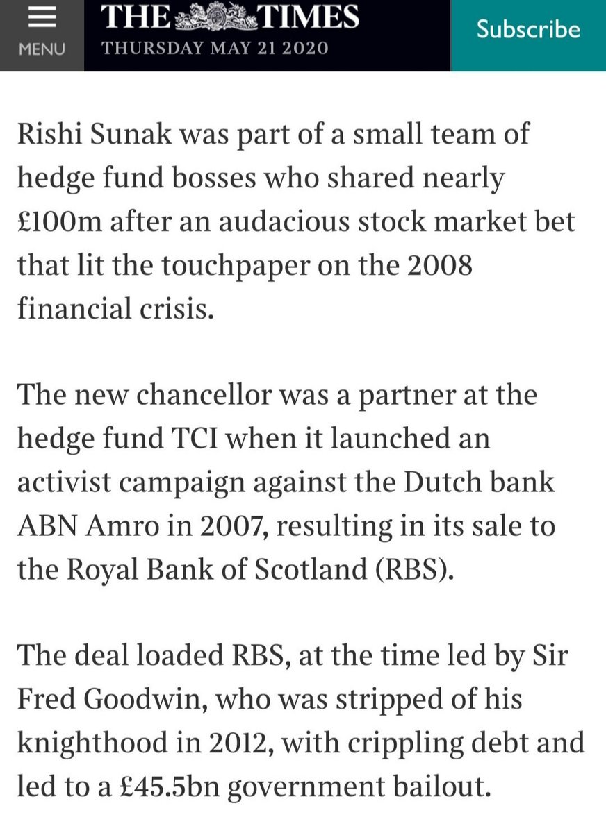 Britain_People's tweet image. How the UK's Prime Minister helped engineer the 2008 financial crisis and got rich doing it:

#RishiSunakNotMyPM