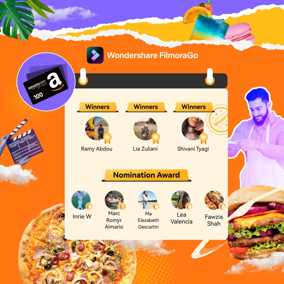 Let's congratulate FilmoraGo #MyFoodstory Contest

The team will contact you via DM for prize fulfillment.
Thanks to all for sharing your food story with us,

Don’t forget to follow our channel for more video ideas, tutorials, and upcoming contest info.
