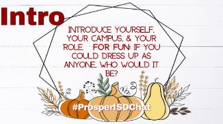NoahsArkTech's tweet photo. Welcome to the #ProsperISDchat
Lets get started by introducing yourself, your campus, &amp; role.  For fun, if you could dress up as anyone, who would it be? https://t.co/3aq2QEfhMO