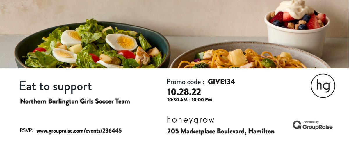 NBC_GirlsSoccer's tweet photo. 📍SAVE THE DATE! Friday, October 28th ✅ Join us at Honeygrow for dine-in, takeout, delivery, and online orders! RSVP here: https://t.co/zwtXTTyZOD https://t.co/Kgwxvl8NA4