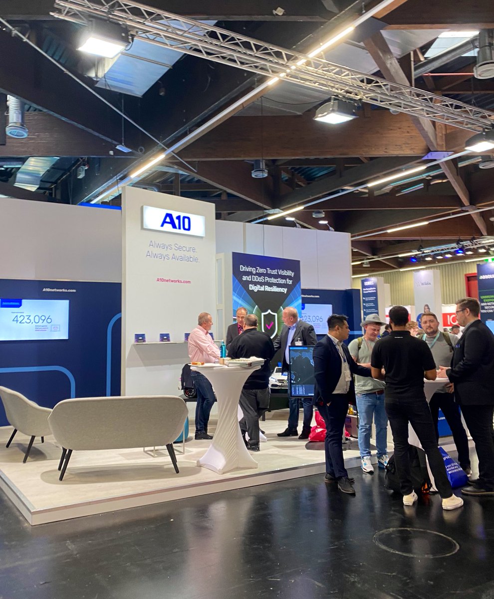 megan_mckntsh's tweet photo. The 1st day of #itsaexpo 2022 continues, and a trip to the @A10Networks booth shows how excited everyone is to meet partners and new vendors at Europe’s largest #ITsecurity trade fair. 
If you’re here over the next 2 days, why not try your luck to win a mini Mercedes? 🍀 https://t.co/9hH0TL672C