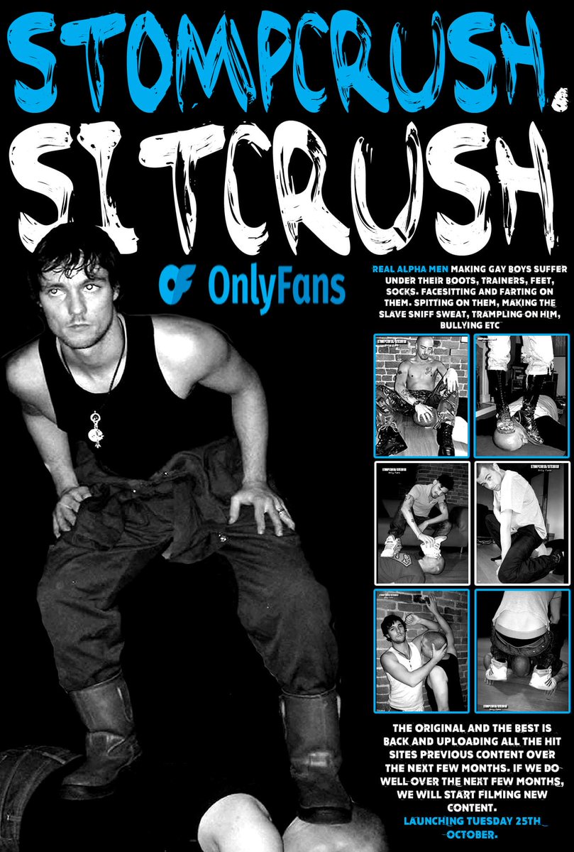 FartSub2's tweet photo. Tonight. #stompcrush #sitcrush launches on #OnlyFans. All the former content will be re uploaded over next few months of #REALALPHAS #Farting #stomping #trampling #crushing #spitting on gay subs. Making them #worship #feet etc. Forget fake #cashmaster #Findom, watch real #Alphas https://t.co/GUIVI65axx